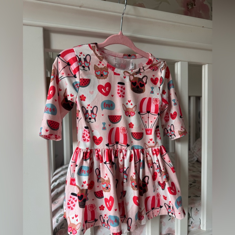 Mila & Rose puppy Pink Patterned Dress